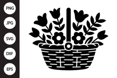 Flower Basket Silhouette SVG Product Image 1