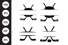 Split Monogram Crossed Hockey Sticks SVG Product Image 1