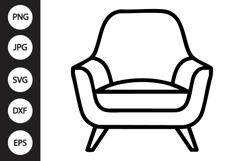 Modern Lounge Chair Outline SVG, Coloring Page Product Image 1
