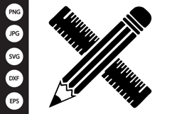 Ruler and Pencil Crossed SVG Product Image 1