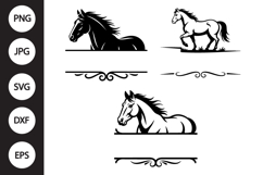 Split Monogram Horse SVG, Split Monogram Horse Clipart Product Image 1