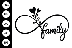 Infinity Family with Heart Flowers SVG Product Image 1