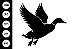 Mallard Duck Flying Silhouette SVG Product Image 1