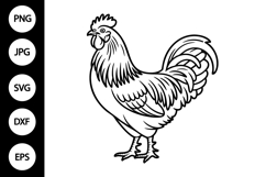 Rooster Outline SVG, Coloring Page Product Image 1