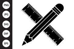 Ruler and Pencil Crossed SVG Product Image 1