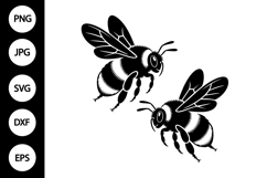 Two Bees Together Silhouette SVG Product Image 1