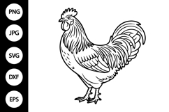 Rooster Outline SVG, Coloring Page Product Image 1