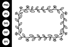 Floral Rectangle Frame SVG Product Image 1