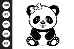Panda Cub with Bow SVG Product Image 1