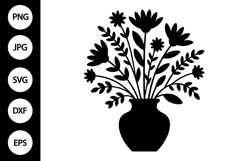 Vase with Flowers Silhouette SVG Product Image 1
