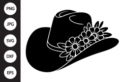 Cowboy Hat Flowers SVG Product Image 1