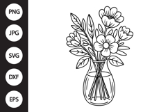 Flower Vase Outline SVG, Coloring Page Product Image 1