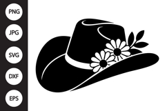 Cowboy Hat Flowers SVG Product Image 1