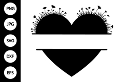 Split Monogram Floral Heart SVG Product Image 1
