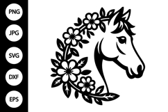 Floral Horse Silhouette SVG Product Image 1