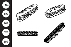 Baguette Sandwich SVG, Baguette Sandwich Clipart Product Image 1