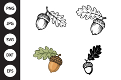 Acorn with Leaf SVG, Acorn with Leaf Clipart Product Image 1