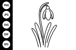 Outline Snowdrop Flower SVG Product Image 1