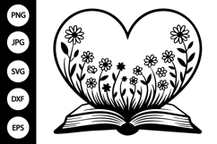 Heart Floral Book SVG Product Image 1