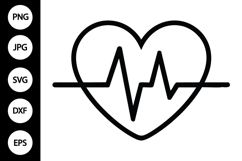 Red Heart with Heartbeat Line SVG Product Image 1