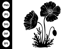 Silhouette Poppy Flower SVG Product Image 1