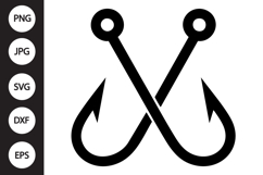 Crossed Fishing Hooks SVG Product Image 1