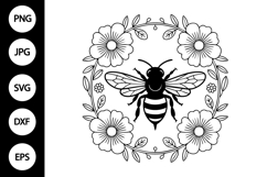 Bee with Flowers SVG Product Image 1