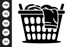 Laundry Basket with Clothes SVG Product Image 1