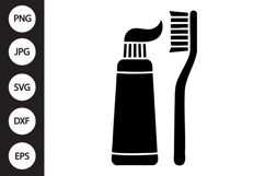 Toothbrush with Toothpaste SVG Product Image 1