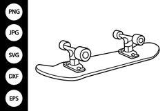 Outline Skateboard SVG, Coloring Page Product Image 1