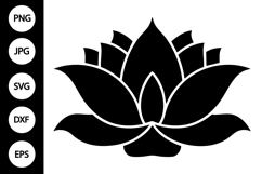Silhouette Lotus Flower SVG Product Image 1