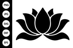 Silhouette Lotus Flower SVG Product Image 1