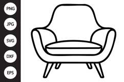 Modern Lounge Chair Outline SVG, Coloring Page Product Image 1