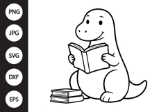 Reading Dinosaur SVG Product Image 1