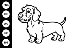 Wirehaired Dachshund Dog Outline SVG Product Image 1