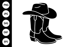 Cowboy Hat Boots Silhouette SVG Product Image 1