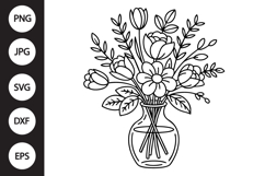 Flower Vase Outline SVG, Coloring Page Product Image 1