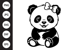 Panda Cub with Bow SVG Product Image 1