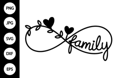 Infinity Family with Heart Flowers SVG Product Image 1