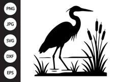 Heron with Reeds SVG Product Image 1