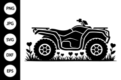 4 Wheeler with Heart Flowers SVG Product Image 1