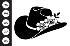 Cowboy Hat Flowers SVG Product Image 1