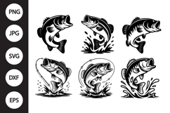 Bass Jumping SVG, Bass Jumping Clipart Product Image 1