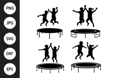 Kids Jumping On Trampoline SVG Product Image 1
