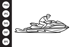 Jet Ski Rider Outline SVG, Coloring Page Product Image 1