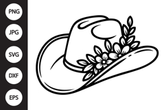 Cowboy Hat Flowers SVG Product Image 1