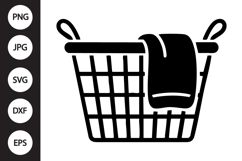 Laundry Basket with Clothes SVG Product Image 1