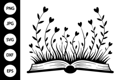 Floral Book SVG, Floral Book Silhouette SVG Product Image 1