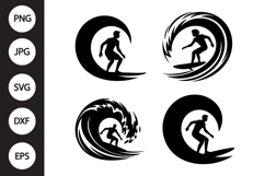 Surfer Riding Wave SVG, Surfer Riding Wave Clipart Product Image 1