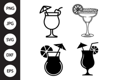 Tropical Cocktail Glass SVG, Tropical Cocktail Glass Clipart Product Image 1